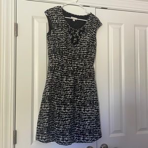 Black/White Dress with Gathered Waist